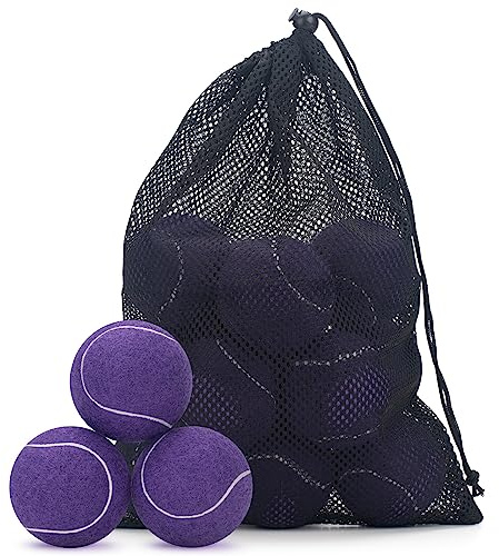 SUNEZLGO Premium 12-Piece Tennis Balls Set, 2.5 Inch Diameter, Durable Thickened Safe Natural Rubber, Multi-Purpose, Ideal Sports Gift