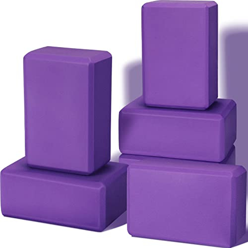 Wettarn 6 Pack Yoga Blocks 9 x 6 x 4 Inch EVA Foam Lightweight Non Slip Yoga Props for Pilates Stretching Meditation(Purple)