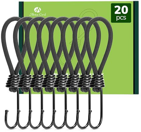Abma Cord Spanngummi mit Haken 15cm 20 Stück Expander mit Haken Kurz Gummispanner Planenspanner Haken für Plane, Netze, Zelte, Anhängerplane, Banner - Schwarz