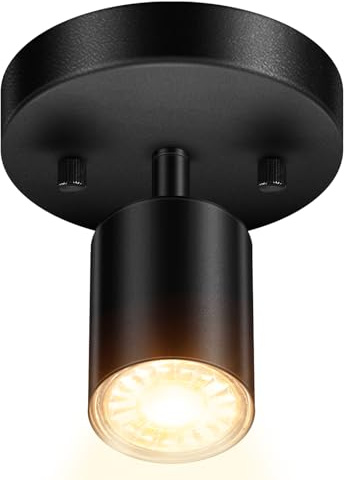 Track Lighting Fixture Ceiling, Modern LED Track Lighting Kit, Black Ceiling Light for Kitchen, Rotatable Spotlight Heads, Wall Mount Spot Lighting for Island/Bedroom(GU10 Socket, NO Bulb)