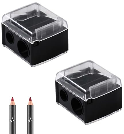 2 Stück Makeup Sharpener Anspitzer, Kosmetikspitzer, Spitzer für Kajalstifte - Universal Anspitzer für Augenbrauenstift, Lippenkonturenstift, Eyeliner, Präzisionsklingen, Handlich für Unterwegs
