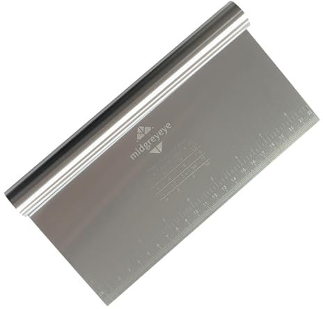 Midgreyeye Grandi Taglia Impasto Con Scala Graduata In Acciaio Inox, Raschietto Per Pasta,tarocco Per Impasti Multiuso,Spatola/tagliapasta Per Torte, Pizza, Torte, Utensili Da Forno (22 * 12,5cm)