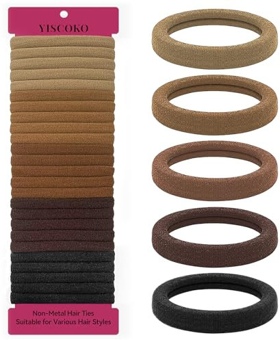 YISCOKO Haargummi, 50 Stück für Damen, Herren, Kinder - Zopfgummi Schwarz, Hair Ties, Scrunchies in 5 Farben