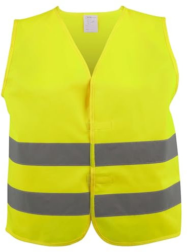 WALSER chalecos alta visibilidad coche, chaleco reflectante adultos según norma EN ISO 20471:2012+A1:2016, chaleco seguridad coche, chaleco alta visibilidad mujer / hombre amarillo XL