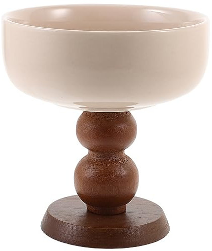 PHENOFICE Bol à Dessert à Pied Céramique Couleur Lait Thé Coupe Glace Multi-usage Pour Maison Et Bars Plat Service Pour Smoothies Et Glaces Porte-dessert Original