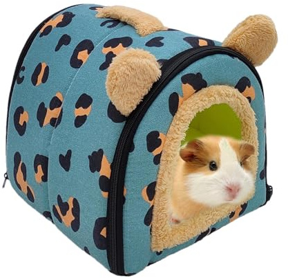 Yonuaret Maison pour Cochon d'Inde Lapin Lit Petits Animaux Couchages Hiver Cabane Lit De Nid Chaud Aux avec Coussin Amovible pour Lapin Nain Chinchilla, Hérisson, Cobayes, Hamsters