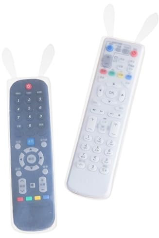HQRKOTM funda mando tv silicona para control remoto universal (2 unidades), resistente al agua y al polvo, diseño de conejo transparente