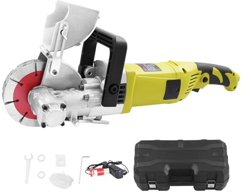 Deinungen Wall Chaser Grooving Machine 4000W, 6000rpm Electric Wall Slotter with 5 Blades, 30mm Depth & Width Adjustment, Dust-Free Grooving, Portable Storage Case for Brick & Marble