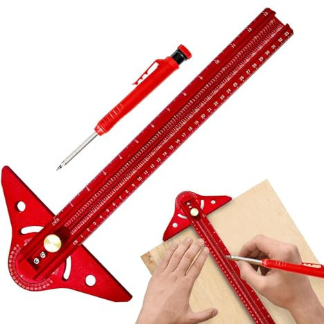 Gramil Para Carpintería - Medidor De Ángulos Para Trabajos En Madera | Regla De Aluminio Ligera, Alta Precisión, Ajustable Y Multifuncional Para Marcos, Medición, Trazado Y Marcado
