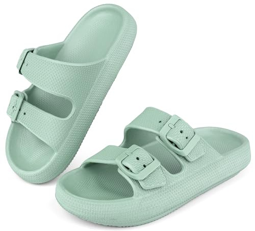 Buwege Ciabatte Da Doccia Bambino Bambin Scarpe Da Spiaggia e Piscinai Bagno Ragazzi e Ragazze Regolabile Antiscivolo Eva Pantofole Da Interno Da Esterno Sandali Verde 34 EU
