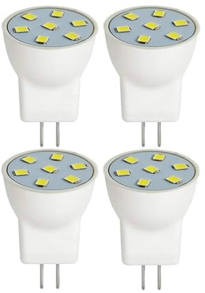 ruehalf 4 Bombillas LED MR8 de 2 W, 12 V, GU4.0, Bipin, luz Blanca cálida (2700 K-3000 K), for iluminación Exterior de bajo Voltaje, paisajística y for árboles.(White 6000K)