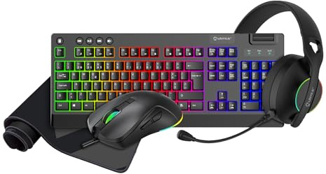 Unykach Gaming Pack Nova 4-i-1 PortUGUÉS - RGB-tangentbord 105 tangenter - RGB-mus 6 knappar upp till 7 200 dpi - RGB-belysning och XL-matta