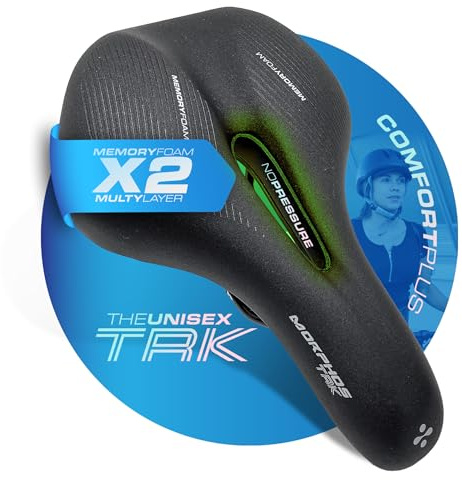 Trekkingsattel Unisex - Memory Foam X2 MULTY LAYER, ULTRA SHOCK SUSPENSION PLUS, 4 ZONEN ANATOMIC DESIGN, WATERPROOF - Ergonomischer Komfort für lange Strecken und Outdoor (TREKKING)