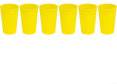 Lot de 6 gobelets colorés incassables en plastique ABS, 160 ml, empilables, légers, passent au lave-vaisselle et au micro-ondes, pour jus, lait, eau, camping, voyage, enfants (jaune)