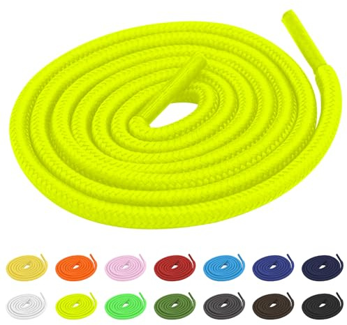 TBOC Cordones Zapatillas Deporte Redondos Cordones Amarillos Flúor Zapatillas [150 cm] Zapatos Botas Militares Cordon Triatlon [5mm] Compatibles con Converse Altas Nike Adidas Panama Jack Timberland