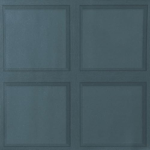 Snewvie Navy Blue Wood Effect Wallpaper Wooden Panel Frame Realistic Textured Retro Embossed Grey Tartan Wallpaper for Living Room Feature Wall Bedroom