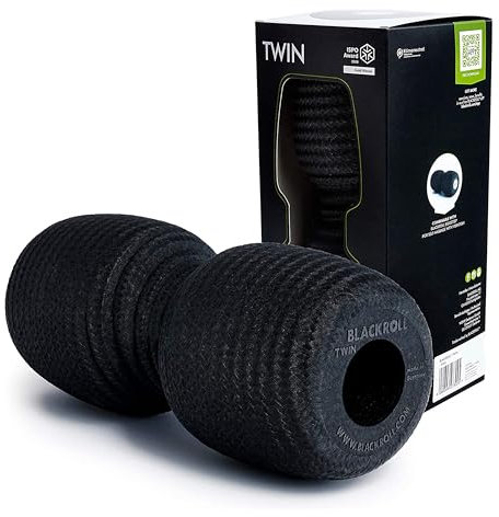 BLACKROLL® TWIN Faszienrolle (30 cm x 13 cm), Massagerolle mit Aussparung für die Wirbelsäule, Fitness-Rolle für die punktuelle Selbstmassage und Regeneration, mittlere Härte, Made in Germany, Schwarz