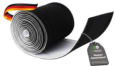 conecto neopren kabelslang med kardborreband, universell kabelkanal, kabelhantering, kabelorganisering, kabeldragning svart/vit, 1,5 m