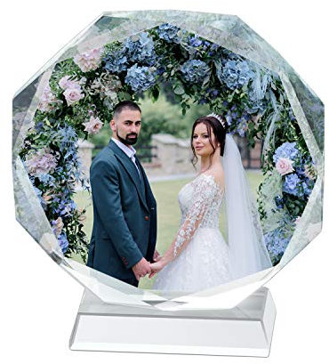 Glasfoto Personalisiert Bilderrahmen 3D Glas Fotorahmen Individuell Kristallglas Rahmen Kristall Fotogeschenk Hochzeit Valentinstag Foto Gedruckt Bilder Graviert DIY Glasrahmen Hause Büro Deko