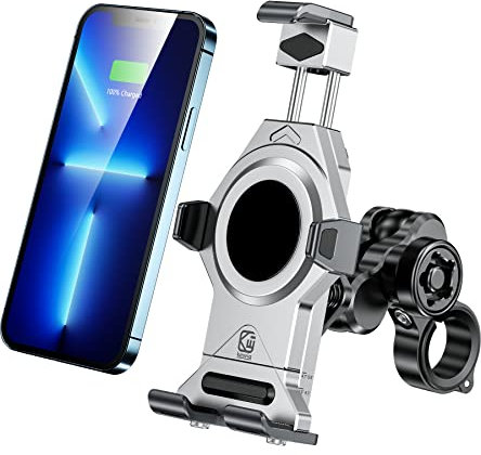 Kewig Anti Diebstahl Motorrad Handyhalterung aus Aluminiumlegierung mit Vibrationsdämpfer, One-Push-Automatikverriegelung und Schnellentriegelung