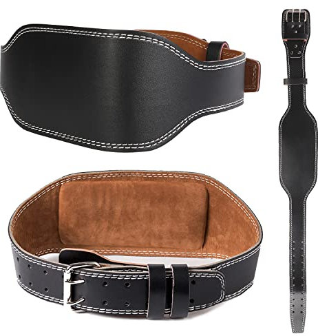 awagas 14cm Breit Gewichthebergürtel 120cm Längen Leder weightlifting gym belt Verstellbar Lendenwirbelunterstützung Trainingsgürtel belt