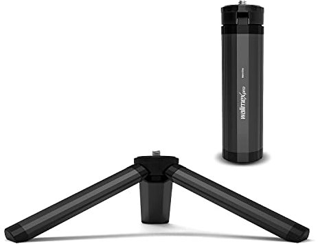 Walimex Pro Minitrípode de 12 cm, Compacto, con Conector de 1/4, Mini trípode para cámara, para Uso Profesional, Adecuado como trípode de Mesa y trípode de Mano, soporta hasta 1,5 kg, Color Negro