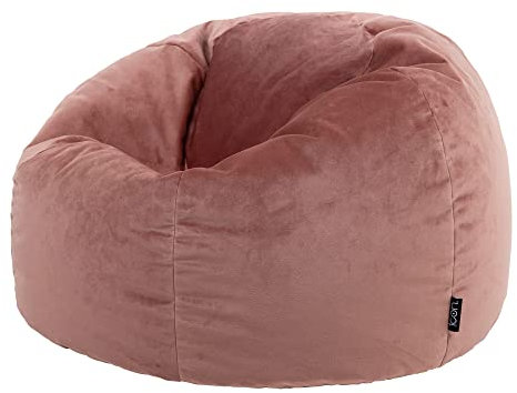 Icon Kingston Sitzsack Samt, Rosa, Sitzsack Erwachsene mit Füllung, Bean Bag, Samt Sessel, Lounge Sessel, Lounge Stuhl, Schlafzimmer, Wohnzimmer, Wohnzimmer Möbel