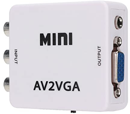 Mini VGa Till Videoomvandlare, 480P Mini Komposit AV Till VGa Adapter, TV Set Top White Box Audio Video Converter