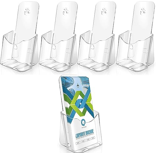 Niciksty 4 Porta Folletos de Acrílico Transparente A5 para Pared o Mesa – Soporte para Folletos, Menú, Revistas, Panfletos y Volantes