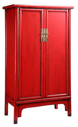Colours of The Orient – Chinesischer Schrank Rot – Traditional Red – Orientalischer Schrank – Asiatischer Schrank – Chinesischer Hochzeitsschrank – Handgefertigt aus China – Dunkelrot