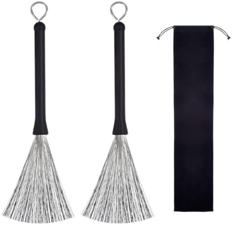 2 Stück Trommelbürsten Einziehbare Drahtbürsten Drums Drumsticks Bürste Schlagzeug Jazz-Besen Drum Stick Brush Schlagzeug Besen Drum Sticks Besen
