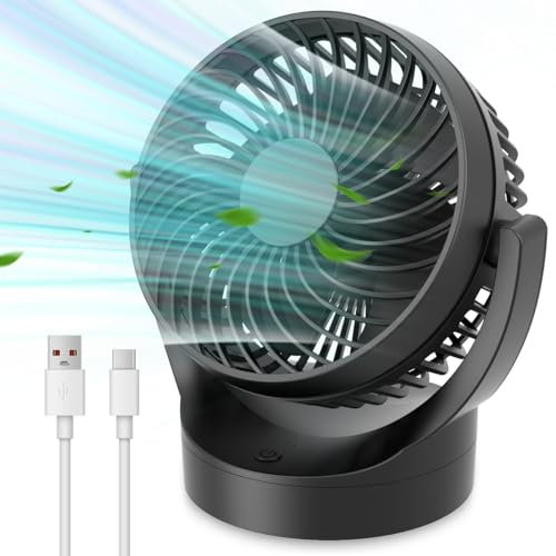 Ventilatore da Tavolo, Ventilador Portatil 3000mah A 5 Velocità Ricaricabile Il Ventilatore Portatile Ricaricabile Dura 4-10 Ore, Per Camera Da Letto, Ufficio