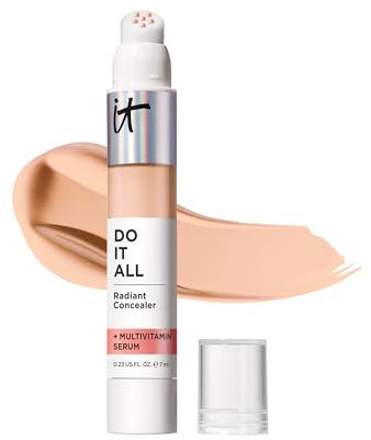 IT Cosmetics, DO IT ALL Concealer, Correcteur + Boosteur d'Éclat, Longue Durée, Effet Repulpant, Anti-Cernes, Teint Lumineux, Formulé avec un Sérum Multivitaminé, 7 ml, Teinte : Light Neutral