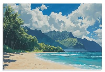 HLXZMCVBT Paisaje Grandes Cuadros Decoracion Salon Modernos, Playa con vistas al mar Cuadros Decoracion Salon， Mural Impermeable, Decorativos Salón Dormitorio Comedor Oficina 20x30inch(50x75cm)