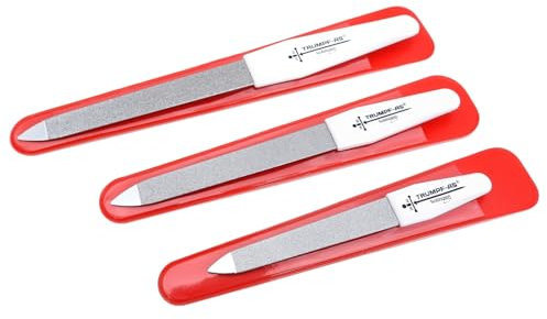 3er Set Saphir-Nagelfeilen [MADE IN SOLINGEN - GERMANY] - original Trumpf-As Nagelfeilen Naturnägel Nail File - Nagelfeile feilen Nägel - Für Maniküre und Pediküre - Fein und Grob in 3 Größen