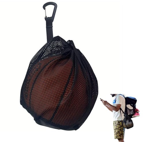 Borsa per Rete da Basket, Rete per 1 Palla, Porta Palloni da Calcio, Zaino a Rete Portatile, Sacca da Pallacanestro con Coulisse, per Calcio, Tennis, Bambini, Adulti, Pallavolo