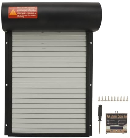 WFNIHONHON Puerta automática para gallinero, Funciona con Pilas, Control de Temporizador, Pantalla LED, Uso en Granja, fácil instalación, diseño Duradero, Resistente a la (Negro)