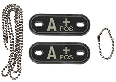 Copytec Dog Tag Blutgruppe A+ Pos Positiv Notfall Kette 3D Rubber Erkennungsmarke Bundeswehr Us Army UK Schmuck PVC Tactical 2,5x7cm #20489