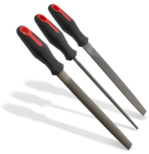 ABN - Juego de 3 limas para desbarbado de mano, kit de limas grandes para afilar metal y dar forma a agujeros de madera