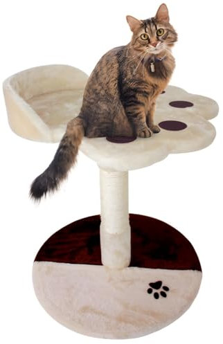 Mobiclinic, Rascador para Gatos, Oliver, 47x40x47, Árbol, Juguete, Base Acolchada Suave, Soporta hasta 10 kg, Cuerda de sisal pequeño, Felpa, Beige