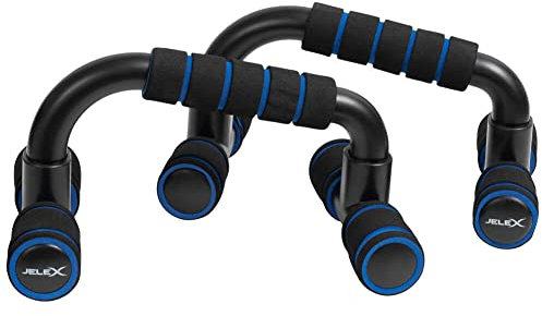 JELEX Gain Hard Push Up Bar Liegestützgriffe gepolsterte, handgelenkschonende Liegestützgriffe 2er-Set zum Aufbau von Arm-, Schulter-, und Brustmuskulatur mit rutschfesten Füßen (Blau)