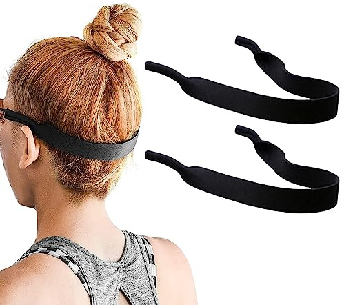 PLABBDPL 2 Pezzi Cordino Elastico Occhiali, Occhiali Sportivi Cinturino Elastico per Collo Cinturino Sportivo Fermacorda Portacatena per Cordino per Occhiali per uomini donne bambini, Nero