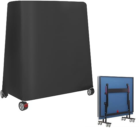 Holdfiturn Table Tennis Table Cover Waterproof Heavy Duty Ping Pong Table Protective Cover Oxford Fabric Dustproof Windproof Anti-UV Rip Proof Ping Pong Table Storage Cover160x145x90cm