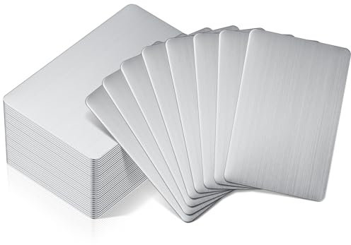Tandefio 50 st 304 rostfritt stål metall visitkort 9,4 x 5,8 cm lasergravering rostfritt tomt stålkort för hus kontor kund gör-det-själv gåva (0,5 mm tjocklek)