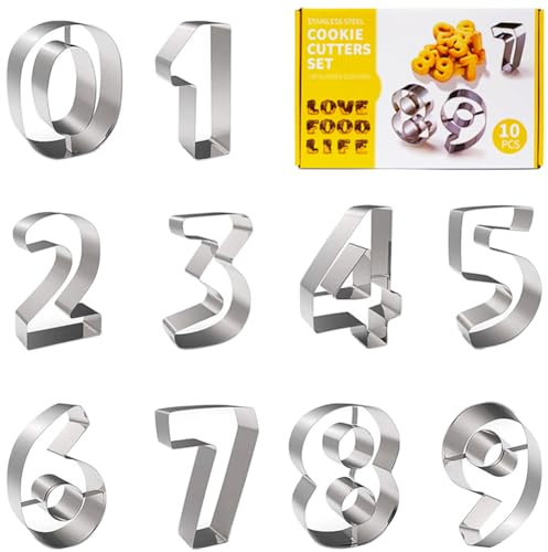 Emporte Pièce Chiffres Ensemble,Grand Emporte Pièces 0-9 Chiffres,Emporte pièce numéro,Emporte-pièces nombres,Ensemble D'emporte,Pour les biscuits,la pâtisserie,la décoration de gâteaux,le fondant