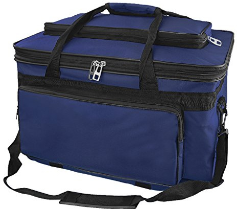 IPENNY Large Art Storage Bag Waterproof Premium Heavy Duty Spacious Carry Tote Bag Drawing Tool Organizer with Handle Shoulder Strap for Palette Paints Brushes Pencil Sketchbook (Navy Blue)