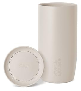 Simple Modern Travel Coffee Mug Tumbler with 360° Lid | Ceramic-Lined Insulated Stainless Steel Cold Brew Iced Coffee Cup | Gift for Women Men Her Him | Voyager Signature | 16oz | Almond Birch