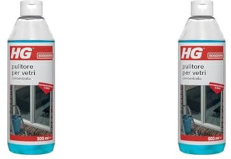 HG Detergente per Vetri, Formula Professionale Concentrata per una Lucentezza Senza Aloni, Utilizzabile su Porte Finestre, Finestre e Specchi 500ml (297050108) (Confezione da 2)