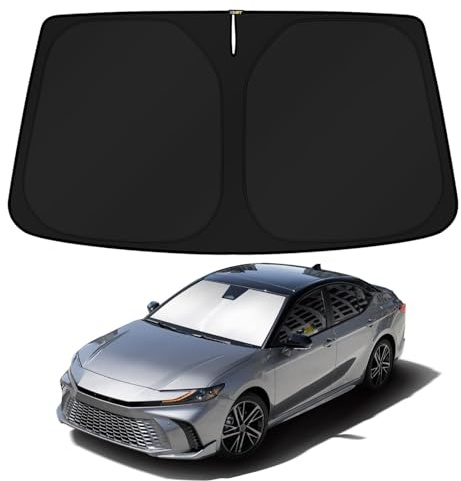 KUST Windshield Sun Shade for 2025 2026 Toyota Camry (Hybrid LE SE XLE XSE) Accessories 4 Layers Car Sunshade for Front Windows Shade Custom Fit Camry Sun Visor 260T Retractable Blocks Shade UV Rays