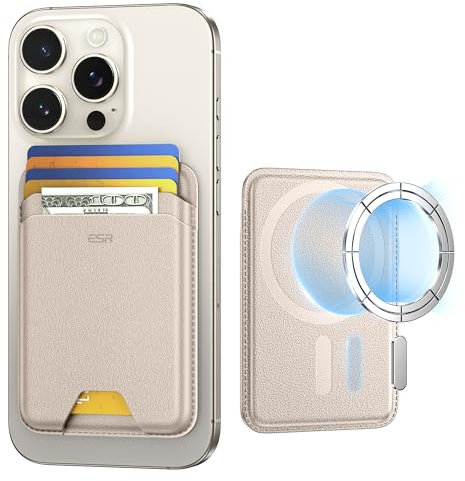 ESR for MagSafe Wallet, 5-Card Holder, RFID Blocking, with 3,200 g Magnetic Strength, Vegan Leather, Ultra-Slim Magnetic Wallet for iPhone 16/15/14/13/12 Series, Not 13/12 Mini, Desert Titanium